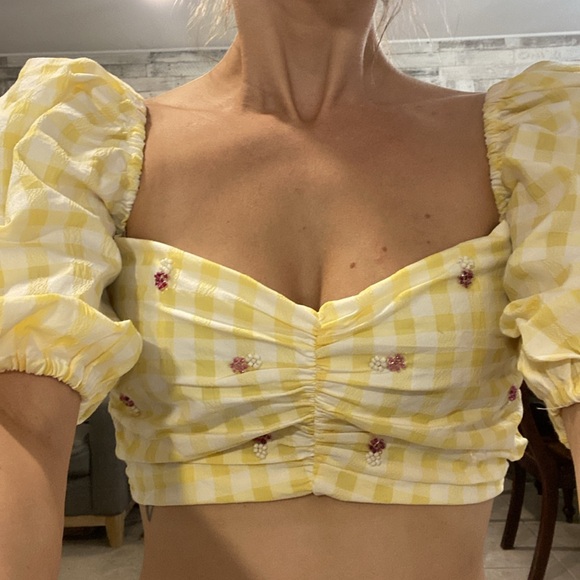 🌼 Zara puff sleeve beaded crop top - Picture 4 of 13